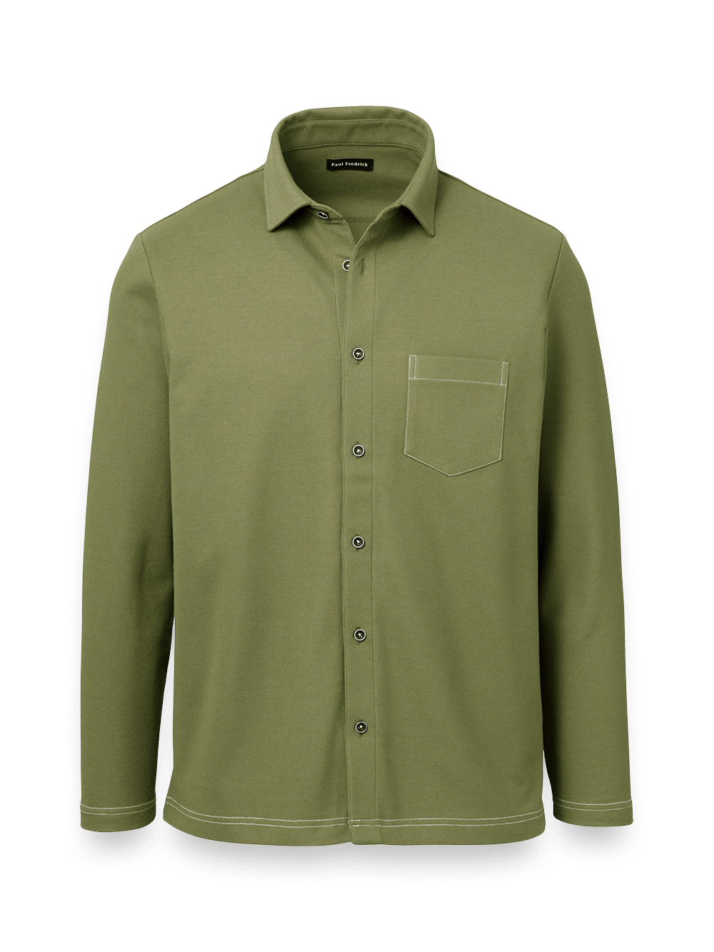 Product Image of Cotton Blend Button Front Polo-Olive