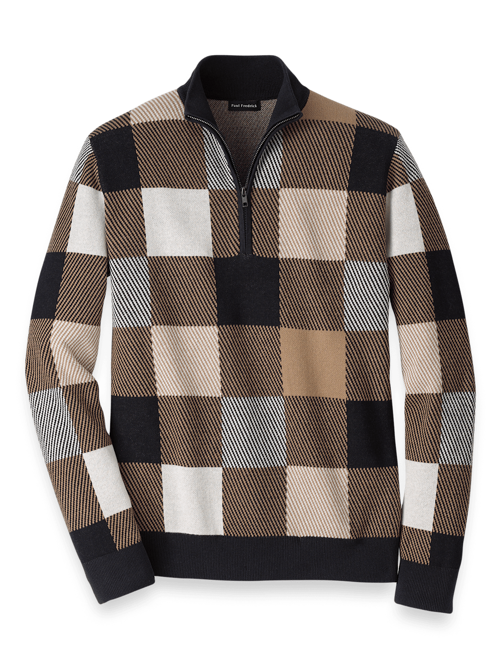 Product Image of Cotton Quarter Zip Mock Neck Sweater-Multi