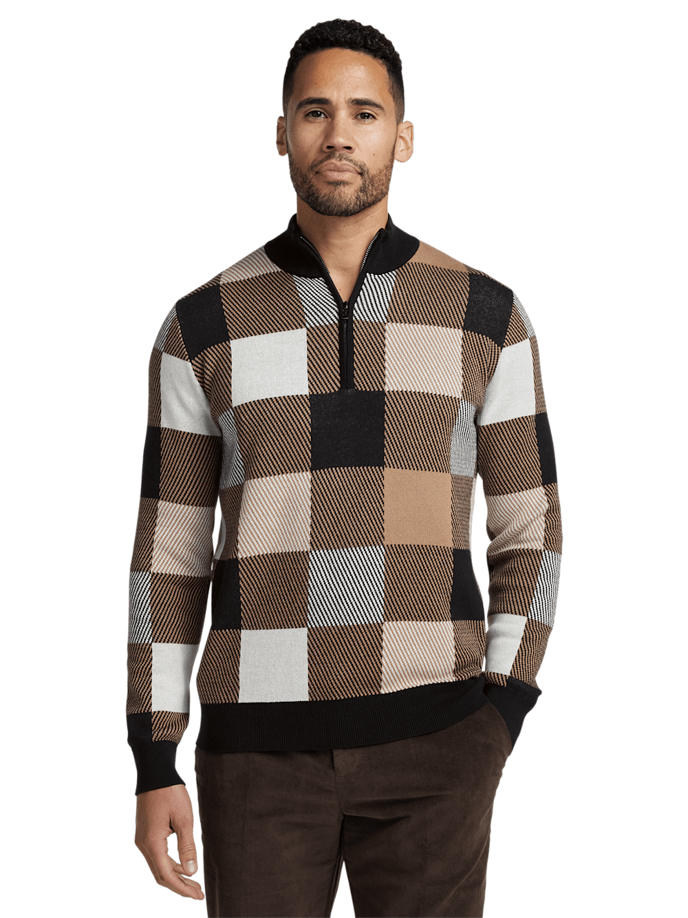 Alternate Image of Cotton Quarter Zip Mock Neck Sweater-1
