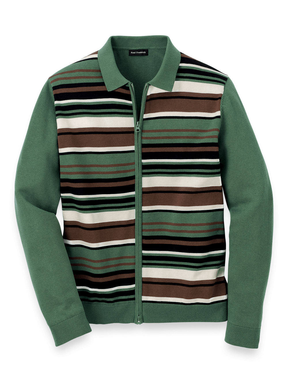 Product Image of Cotton Full Zip Polo-Olive