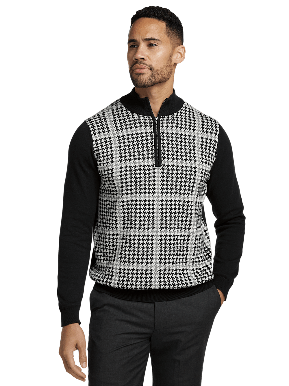 Alternate Image of Cotton Quarter Zip Mock Neck Sweater-1