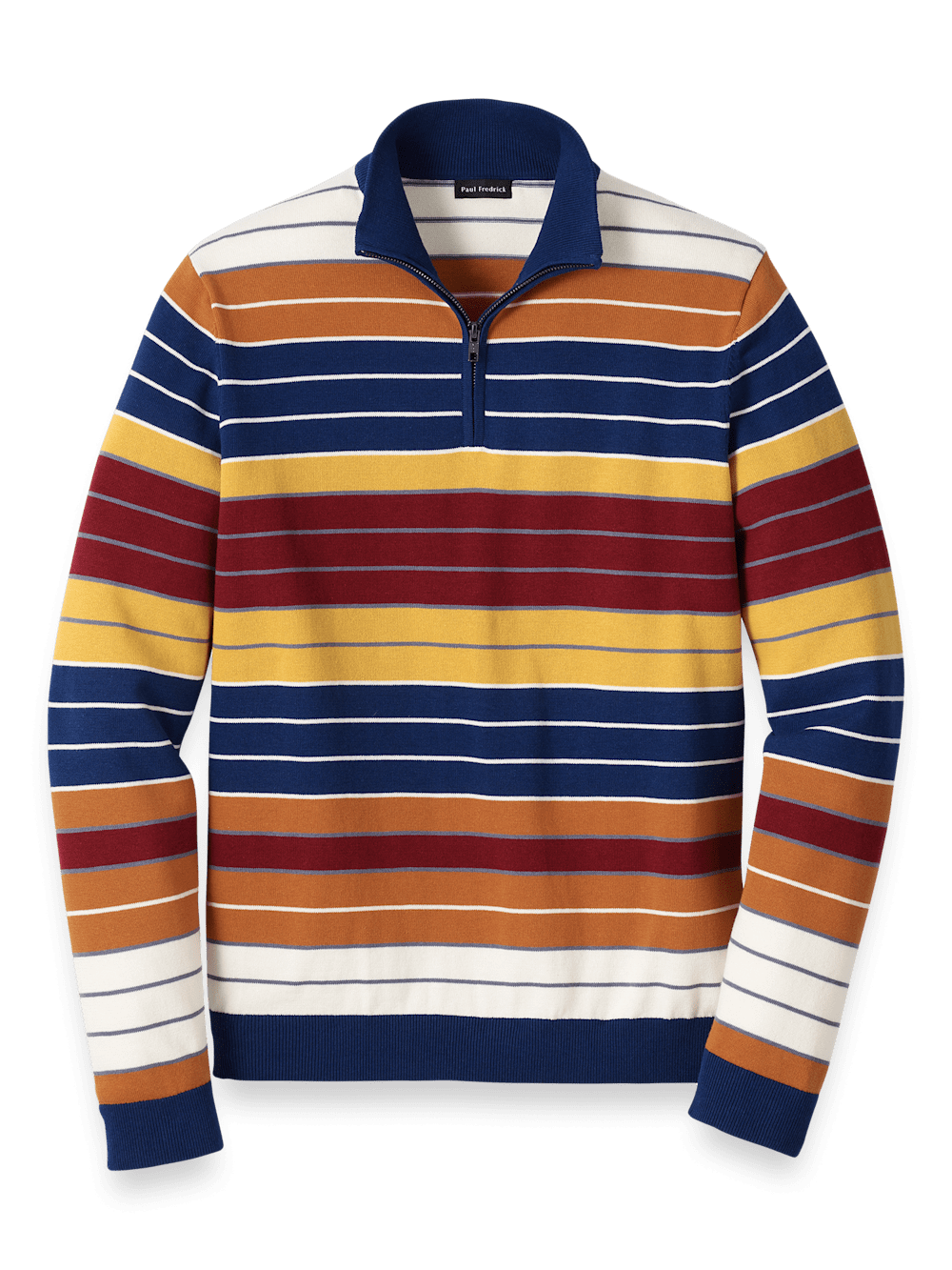 Product Image of Cotton Quarter Zip Mock Neck Sweater-Multi