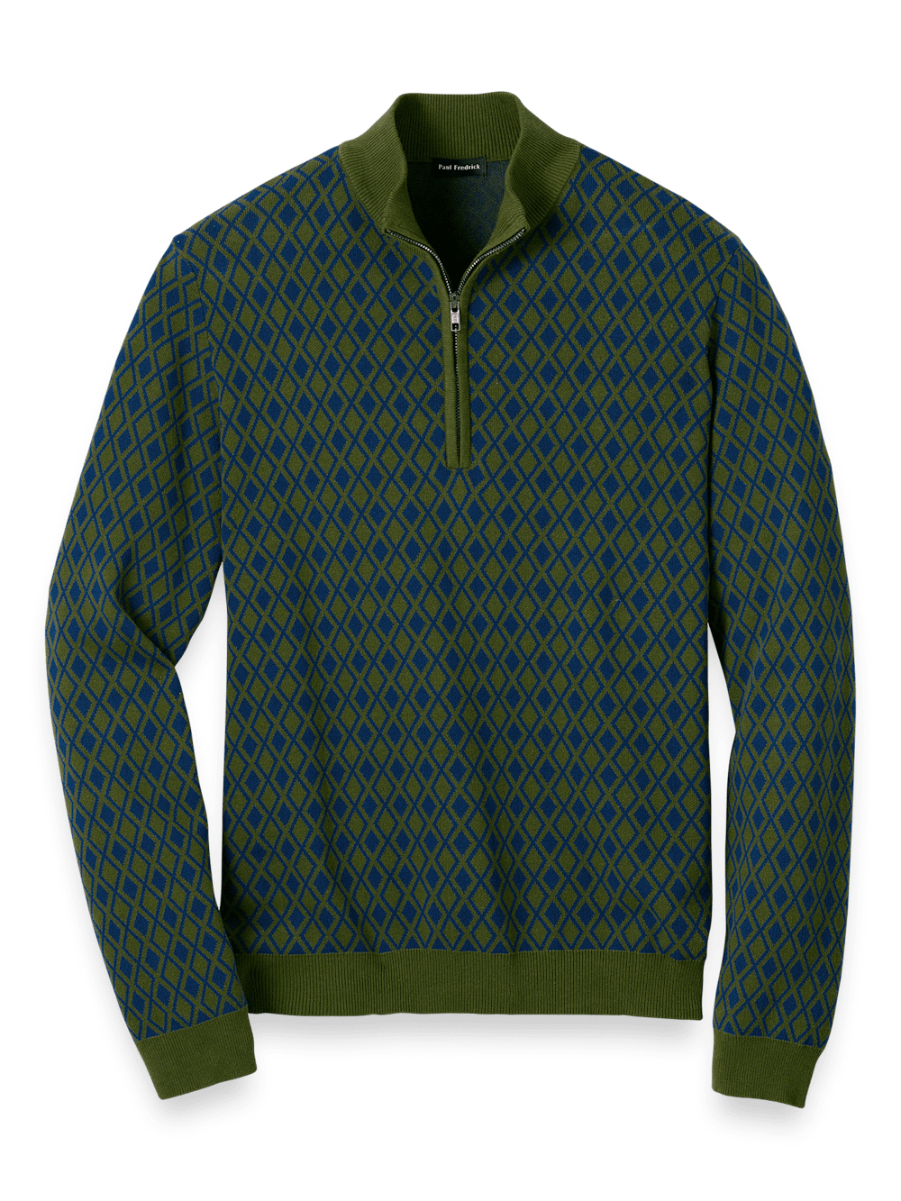 Product Image of Cotton Quarter Zip Mock Neck Sweater-Olive