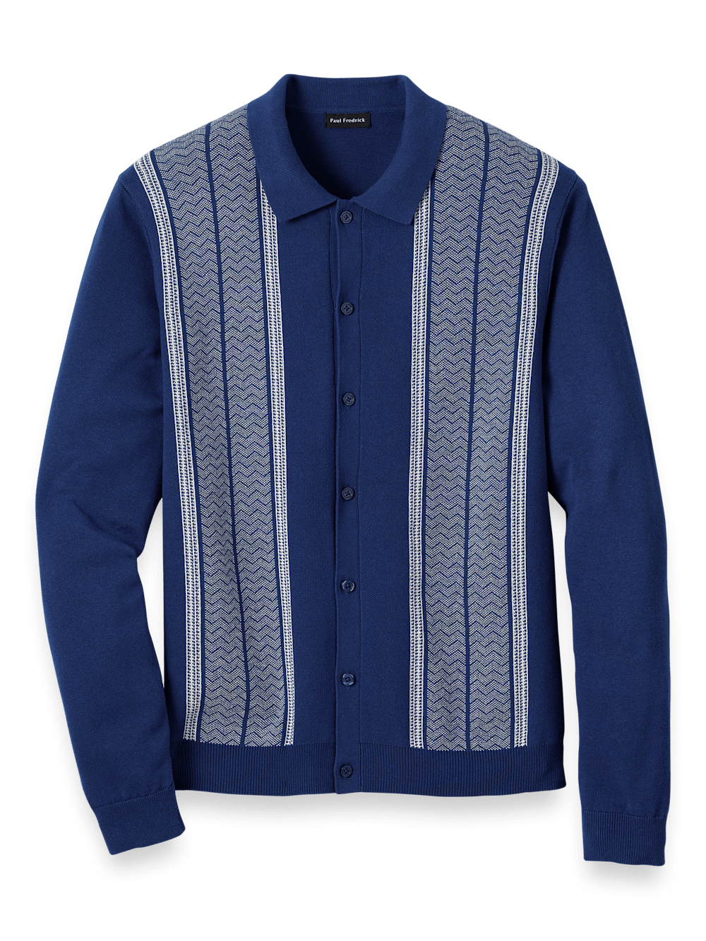 Product Image of Cotton Button Front Polo-Blue