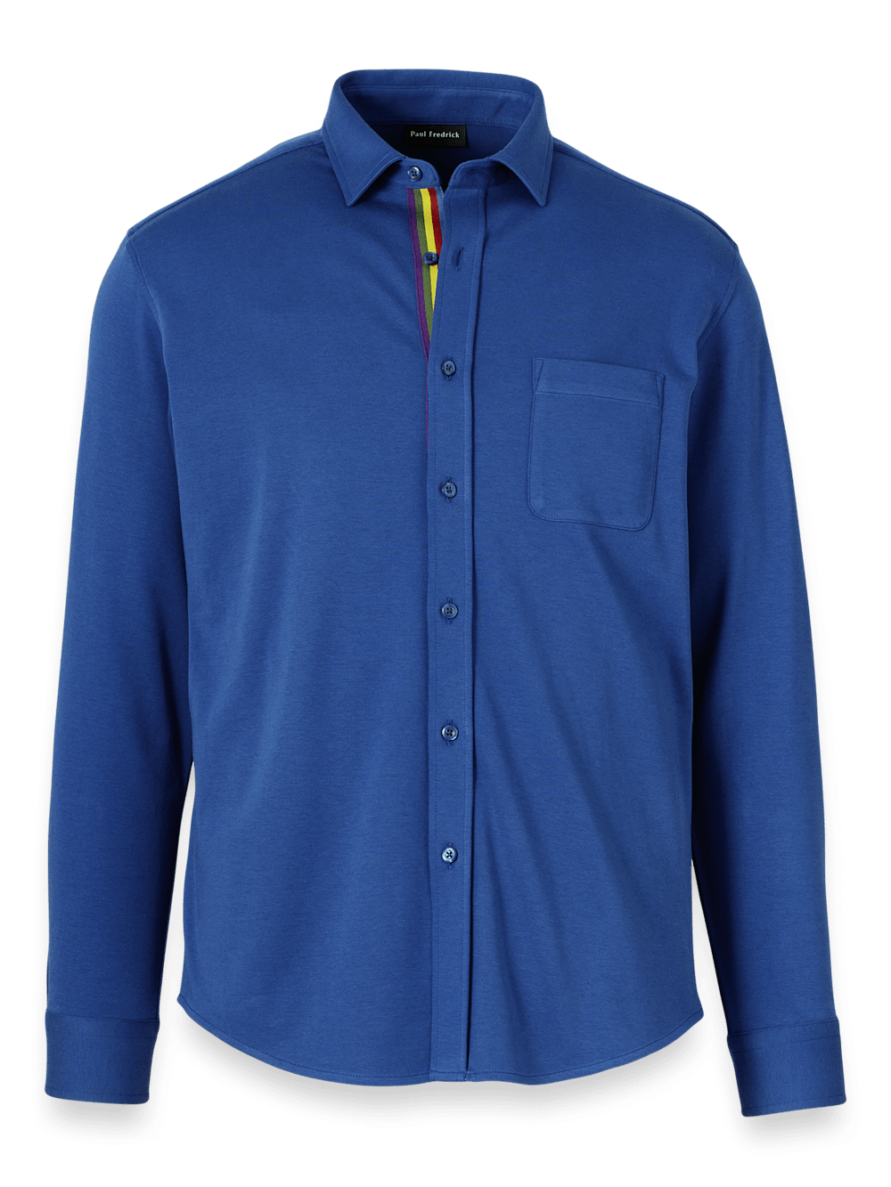 Product Image of Mercerized Cotton Button Front Polo-Blue