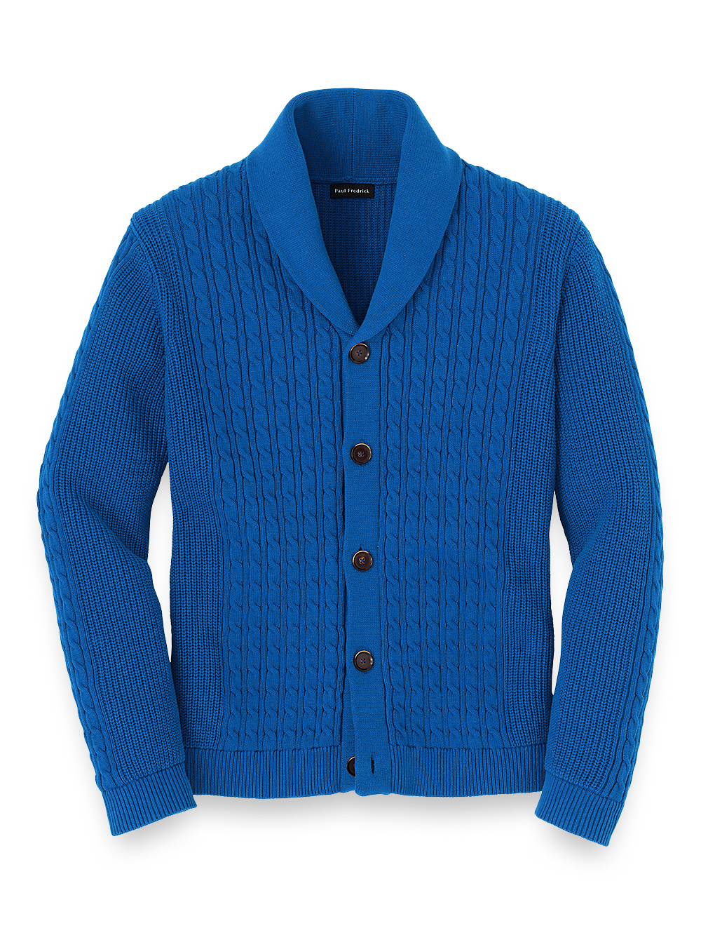 Product Image of Cotton Cable Button Front Cardigan Sweater-Cobalt