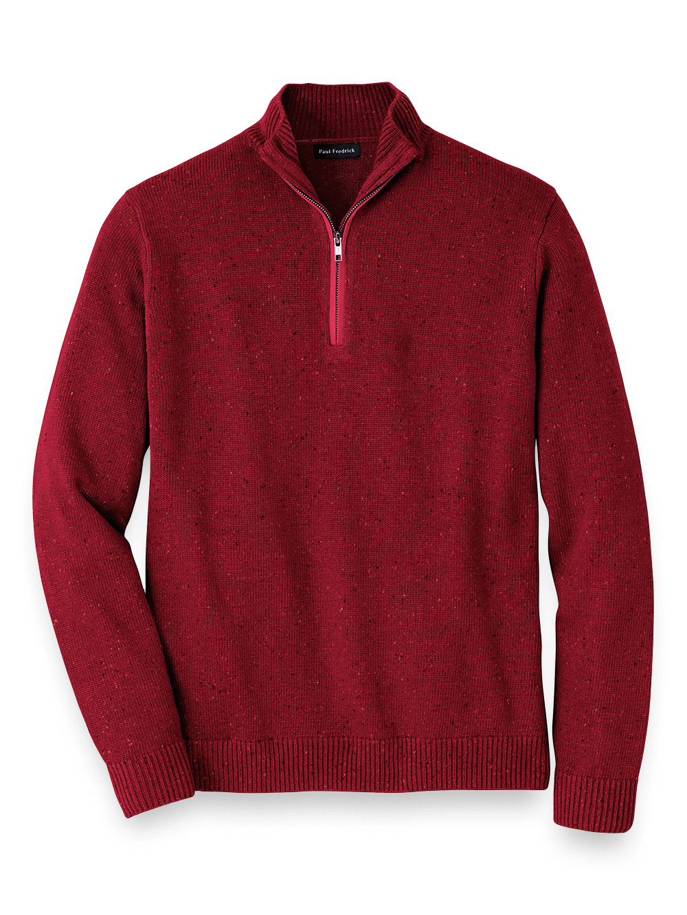 Product Image of Donegal Zip Mock Neck Sweater-Burgundy