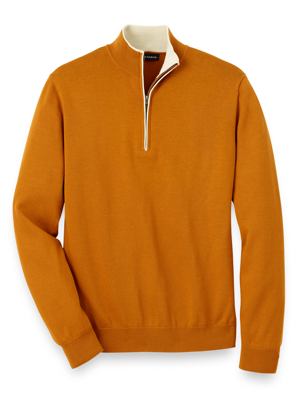 Product Image of Supima Cotton Zip Mock Neck Sweater-Bronze