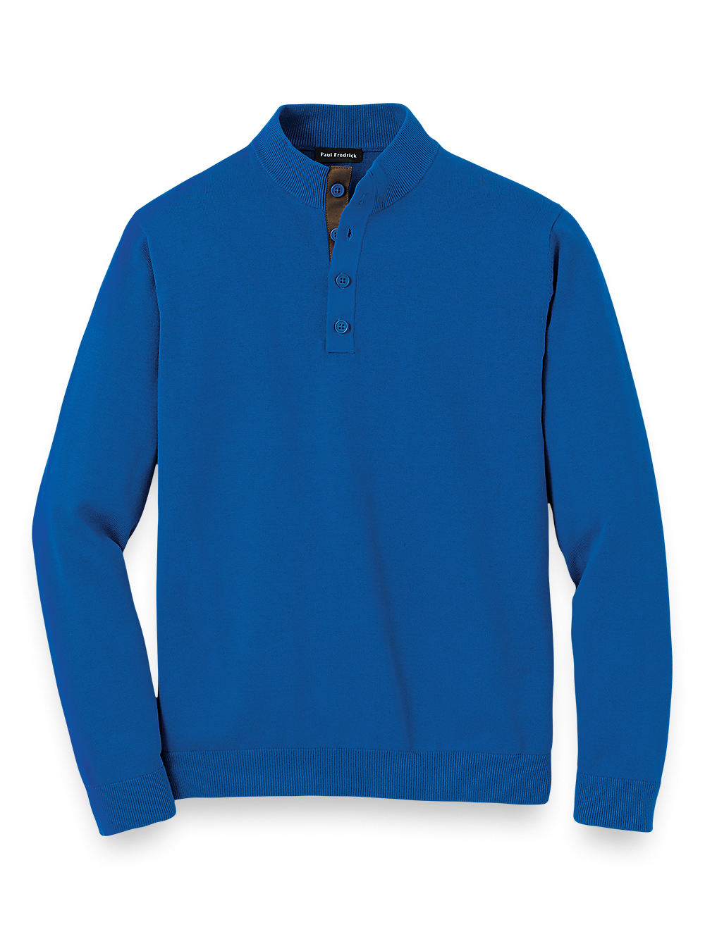 Product Image of Supima Cotton Four Button Mock Neck Sweater-Royal Blue