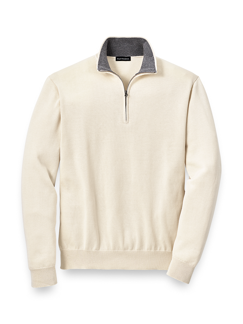 Product Image of Supima Cotton Zip Mock Neck Sweater-Ivory
