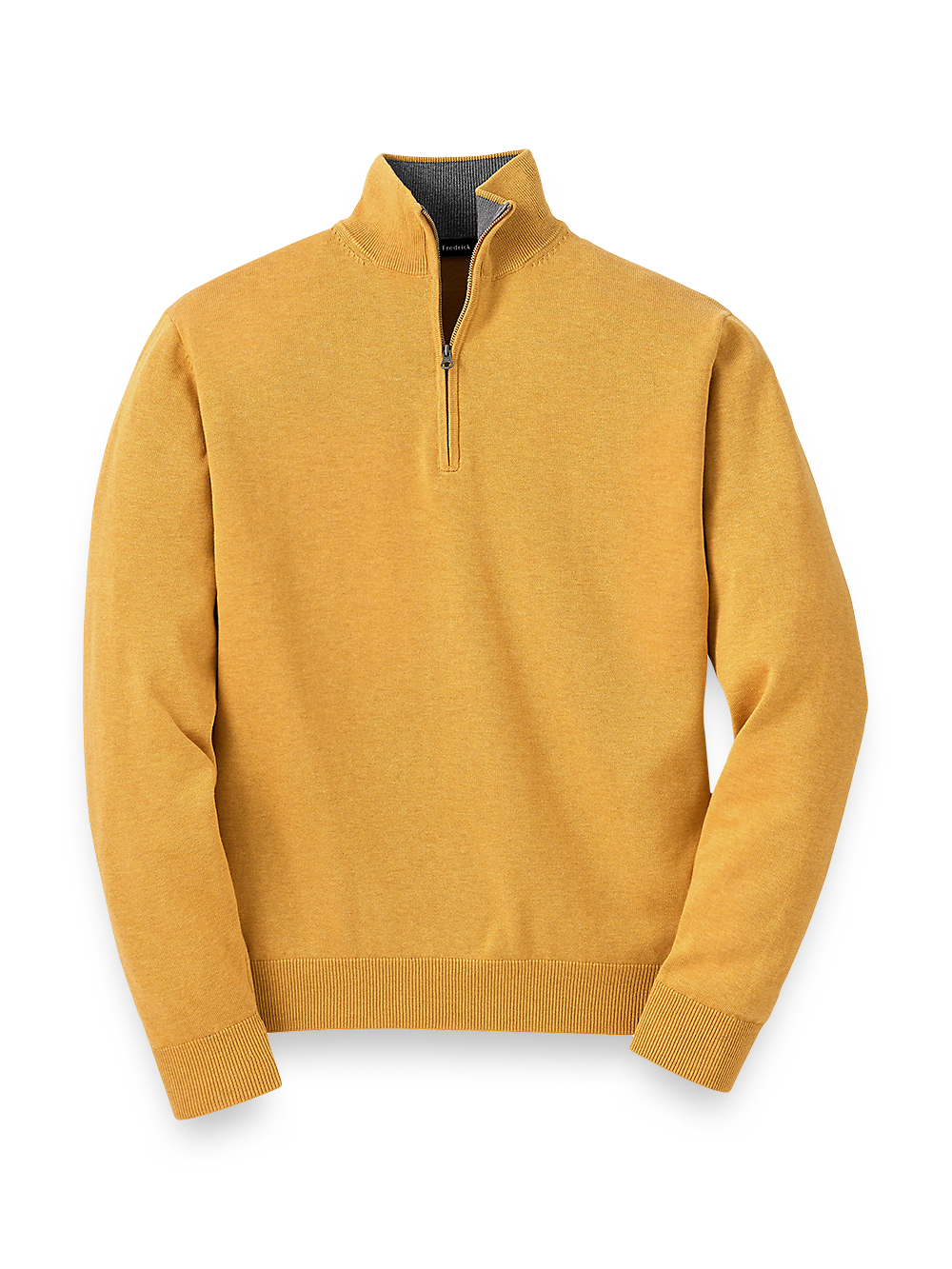 Product Image of Supima Cotton Zip Mock Neck Sweater-Mustard