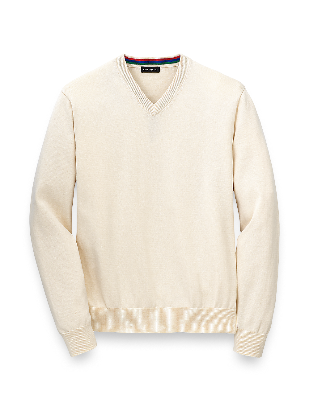 Product Image of Supima Cotton V-neck Sweater-Ivory