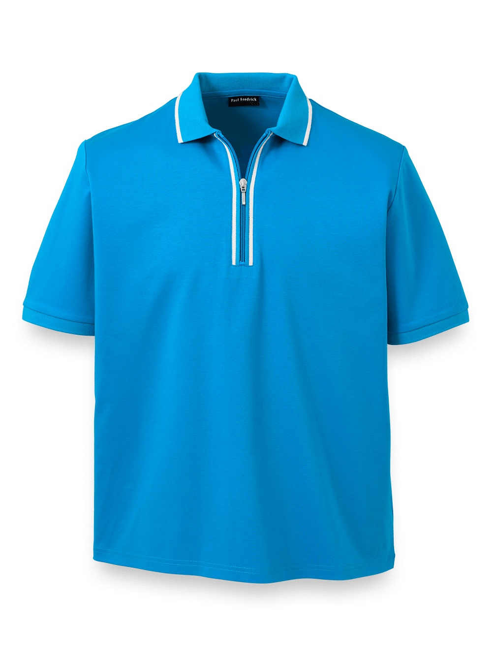 Product Image of Mercerized Cotton Zip Polo-Turquoise