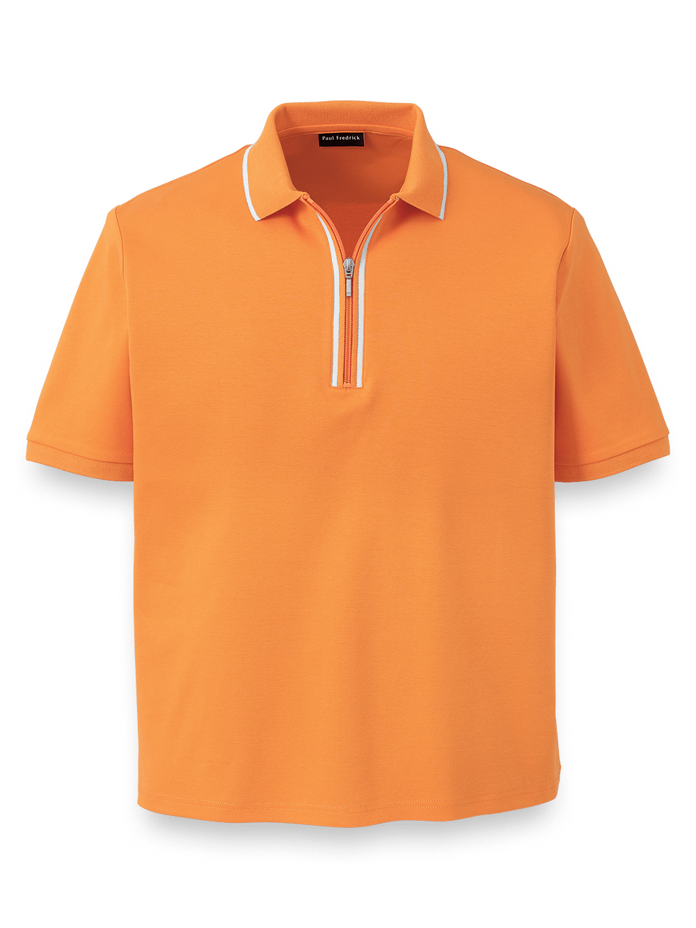 Product Image of Mercerized Cotton Zip Polo-Orange