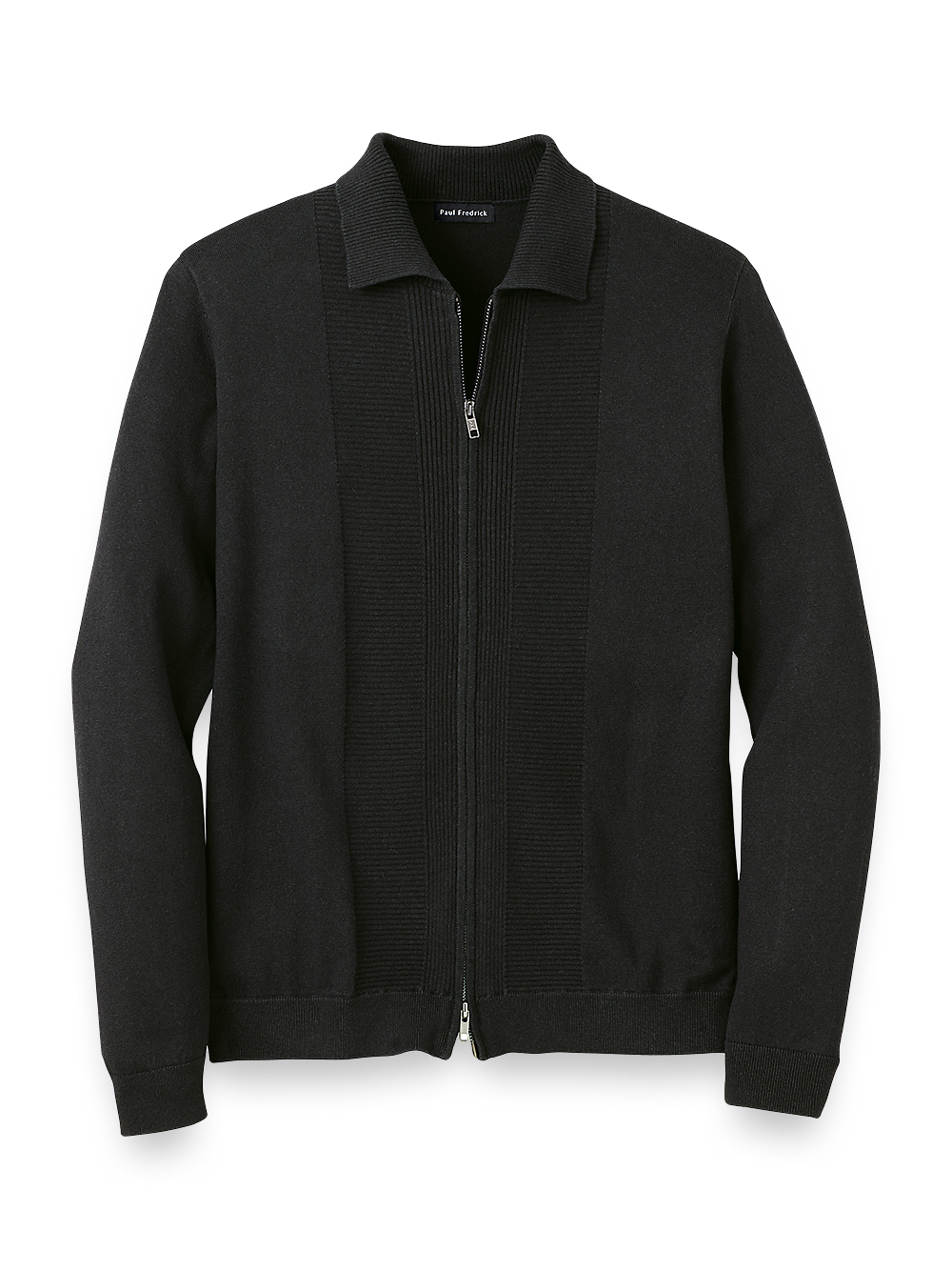 Product Image of Silk, Cotton & Cashmere Full Zip Polo-Black