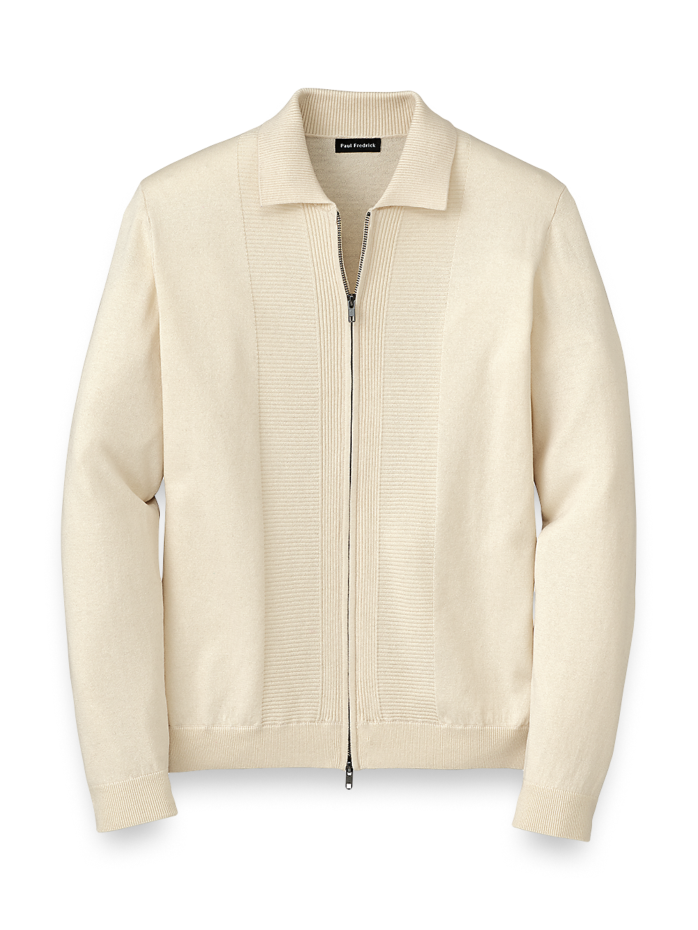Product Image of Silk, Cotton & Cashmere Full Zip Polo-Ivory