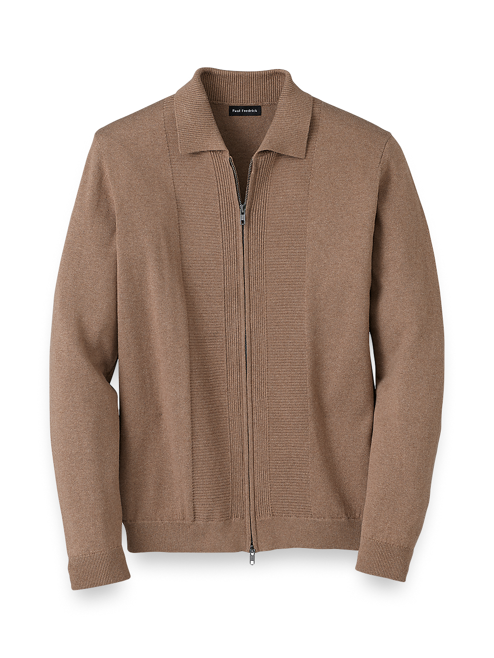 Product Image of Silk, Cotton & Cashmere Full Zip Polo-Camel