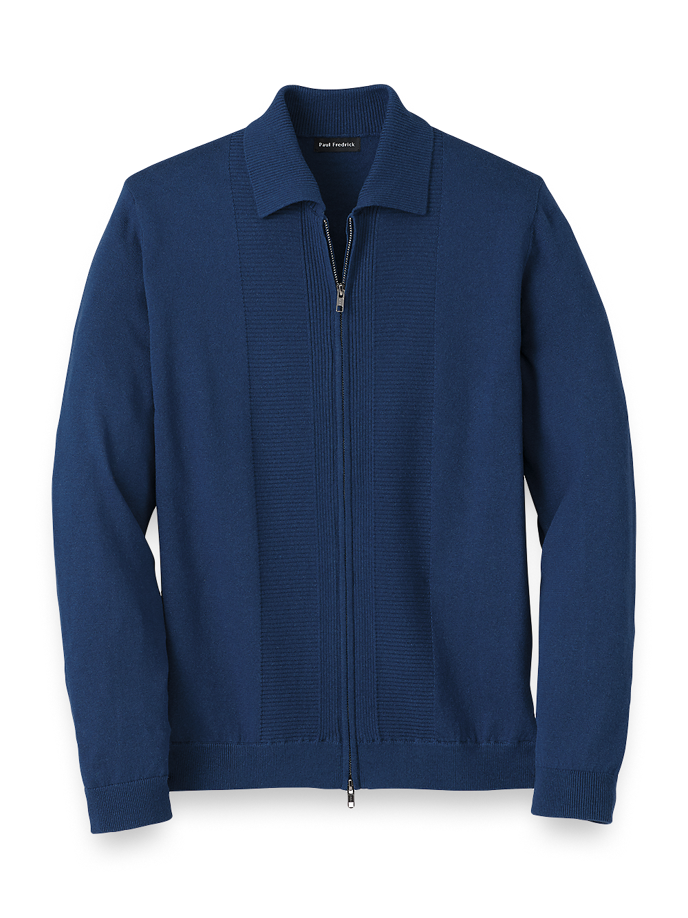 Product Image of Silk, Cotton & Cashmere Full Zip Polo-Navy