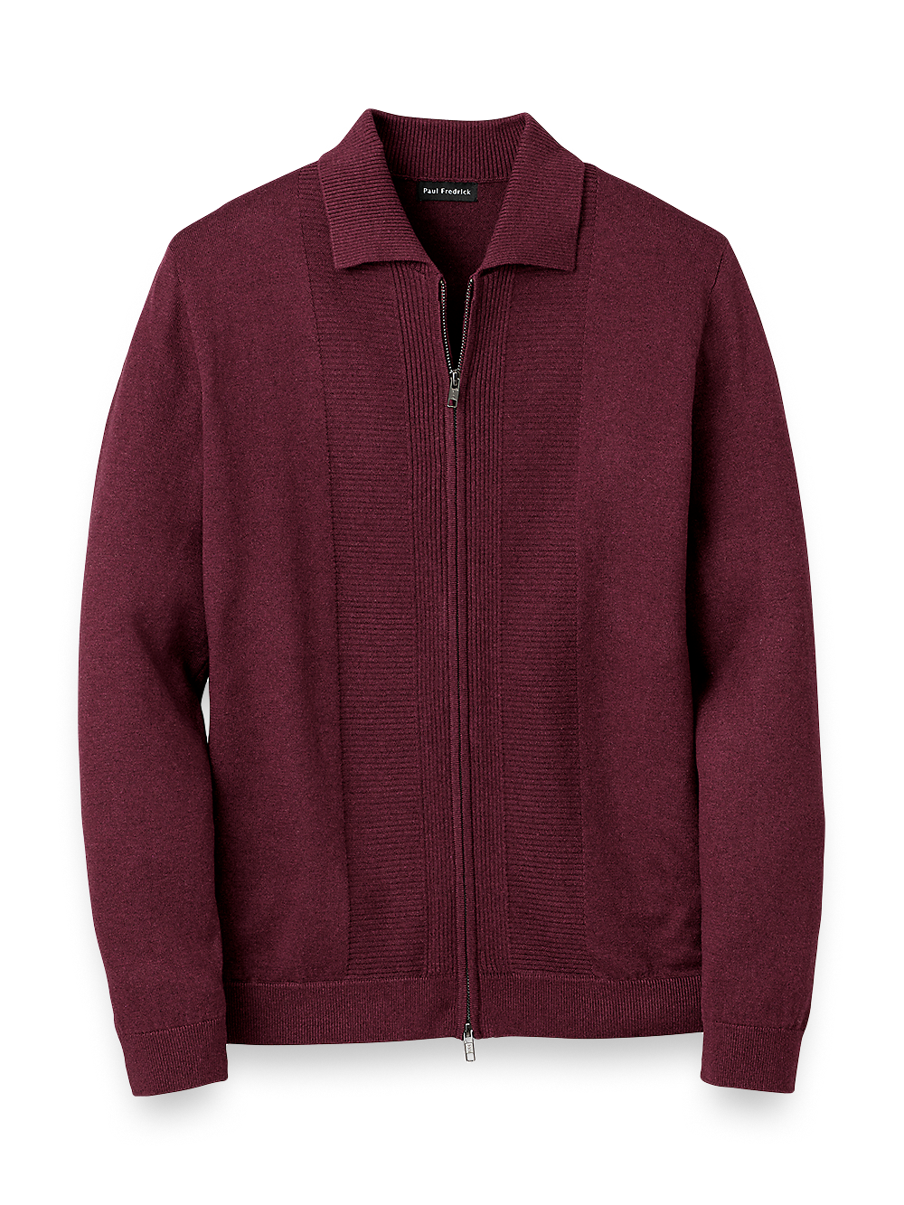 Product Image of Silk, Cotton & Cashmere Full Zip Polo-Wine