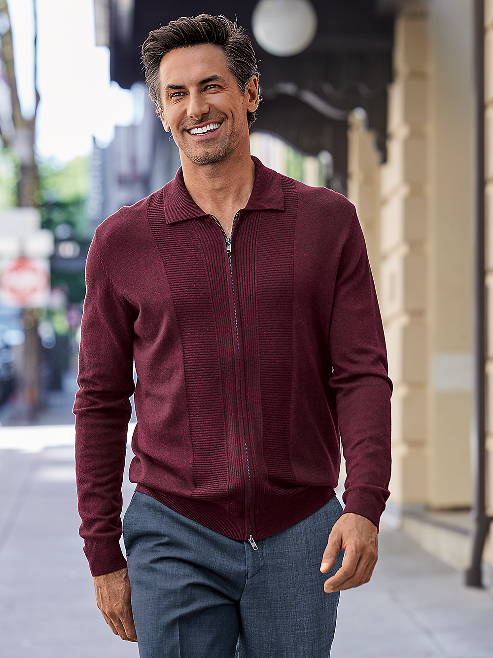 Alternate Image of Silk, Cotton & Cashmere Full Zip Polo-1