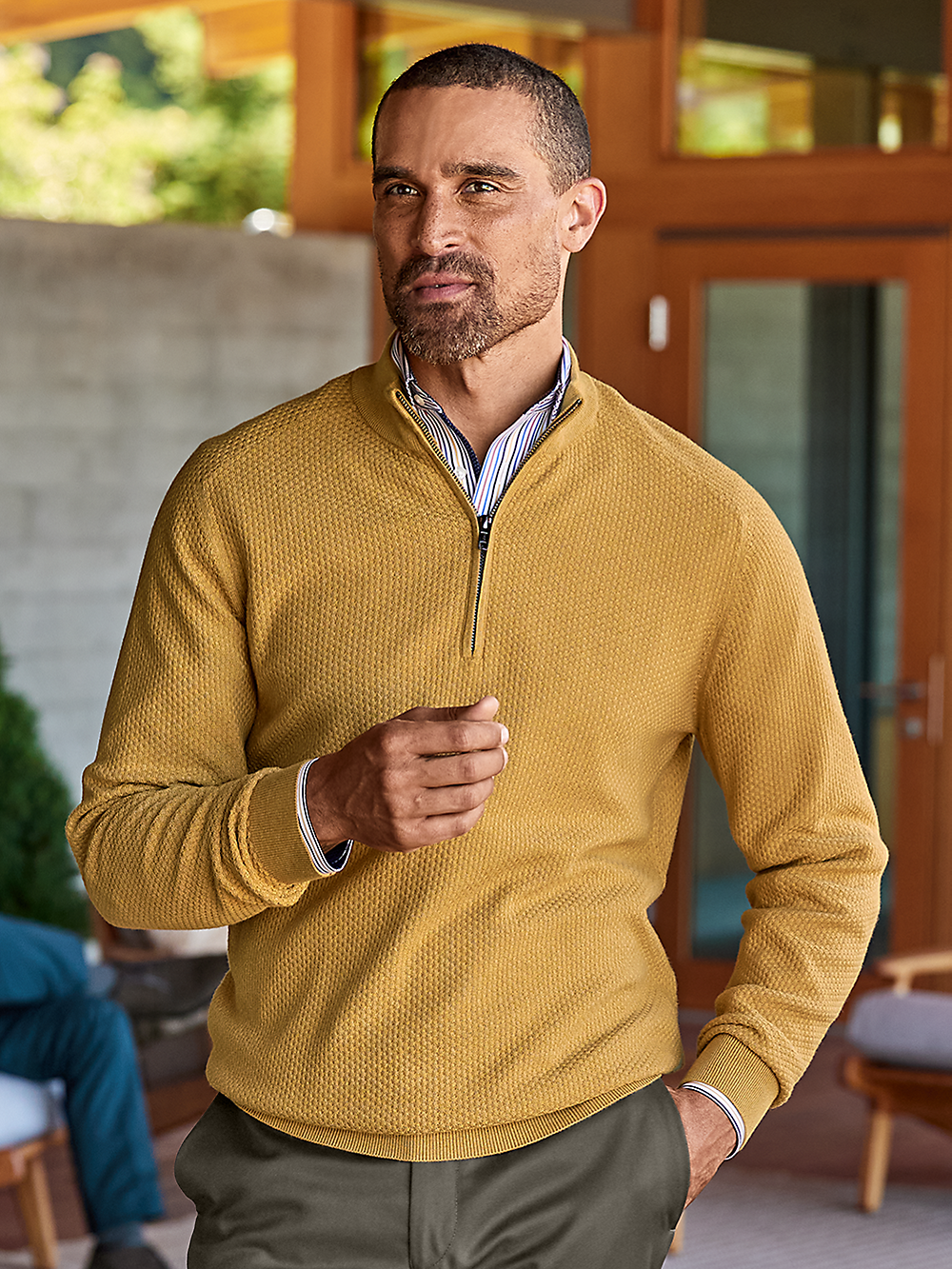 Alternate Image of Silk, Cotton & Cashmere Zip Mock Neck Sweater-1