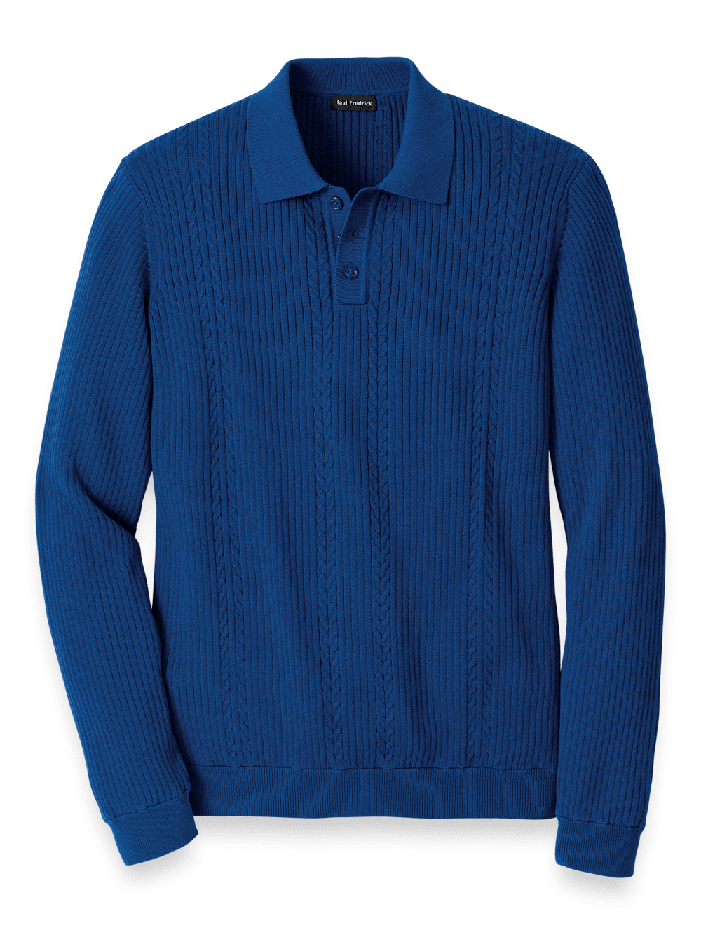 Product Image of Cotton Three Button Polo-Blue