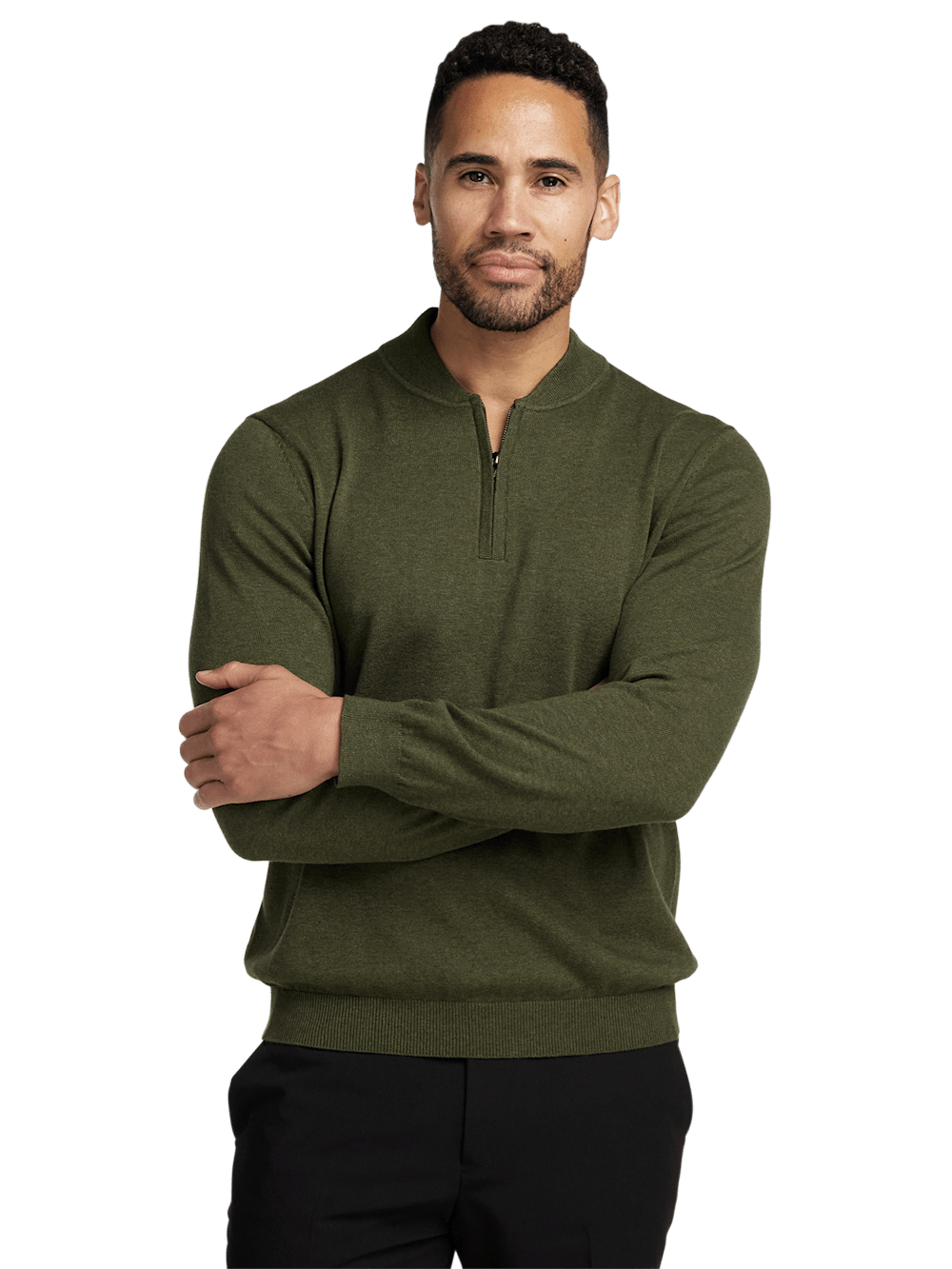 Alternate Image of Cotton Quarter Zip Mock Neck Sweater-1