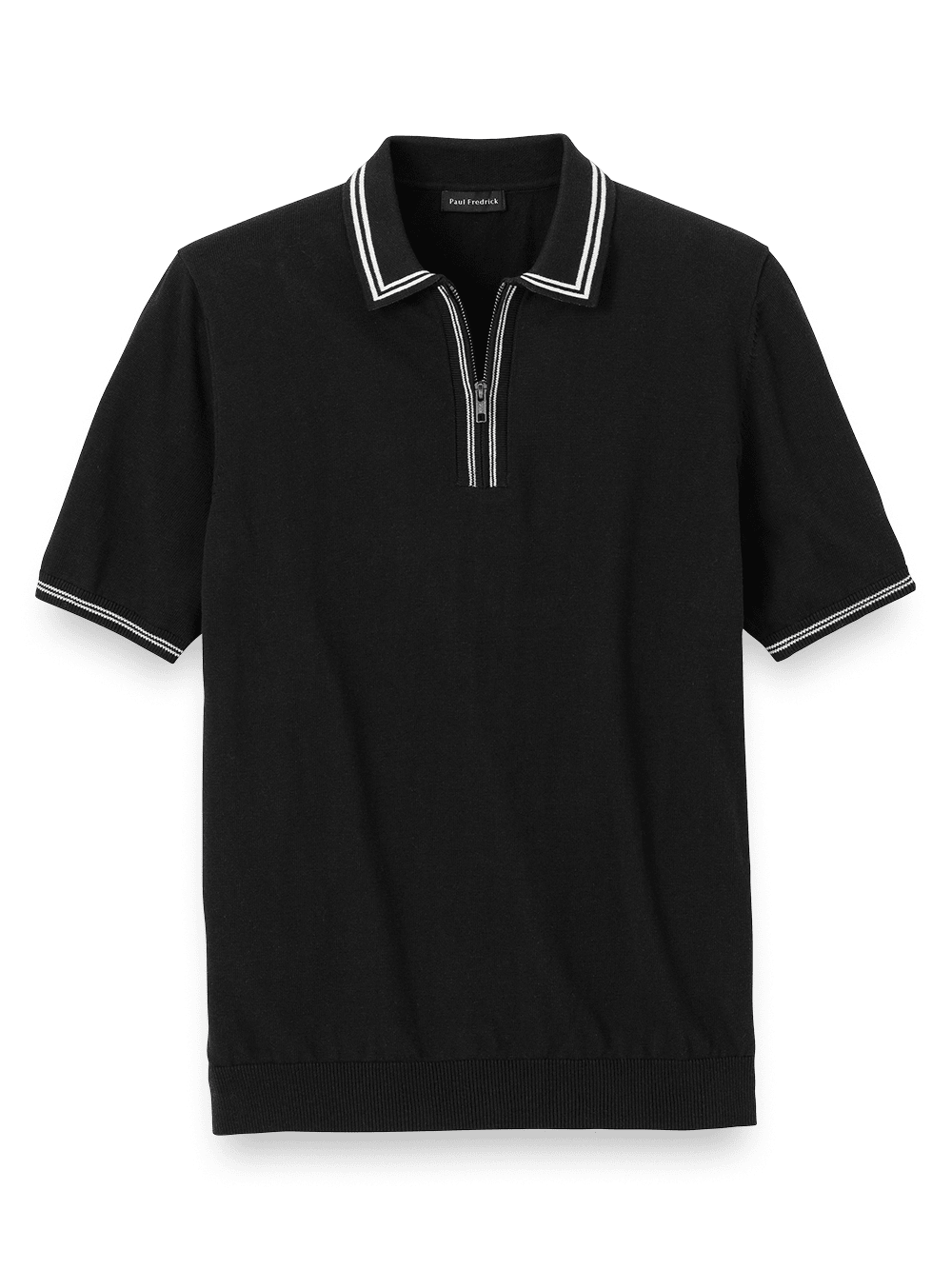 Product Image of Cotton Zip Polo-Black