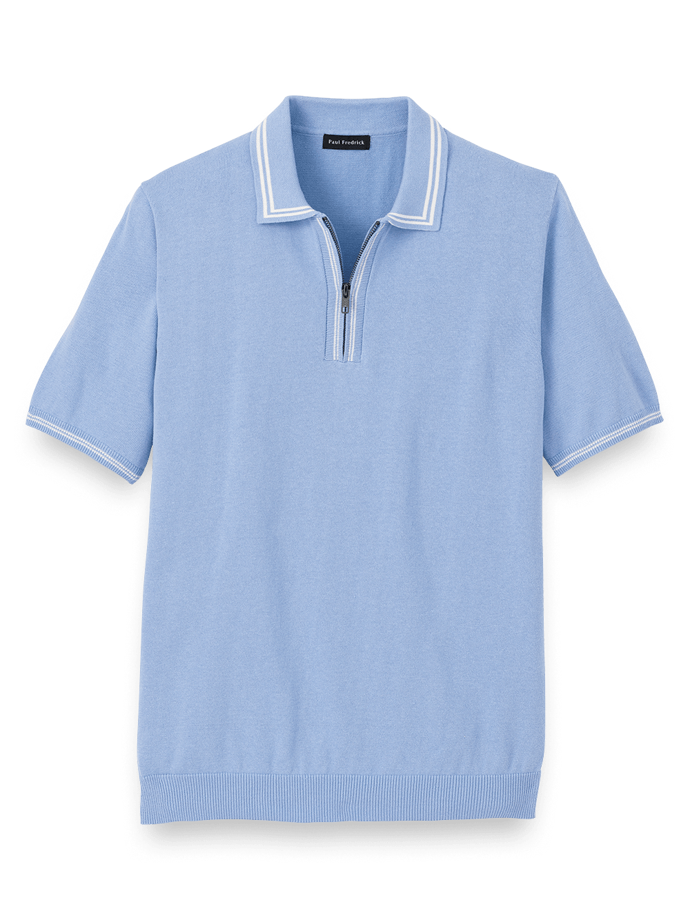 Product Image of Cotton Zip Polo-Blue