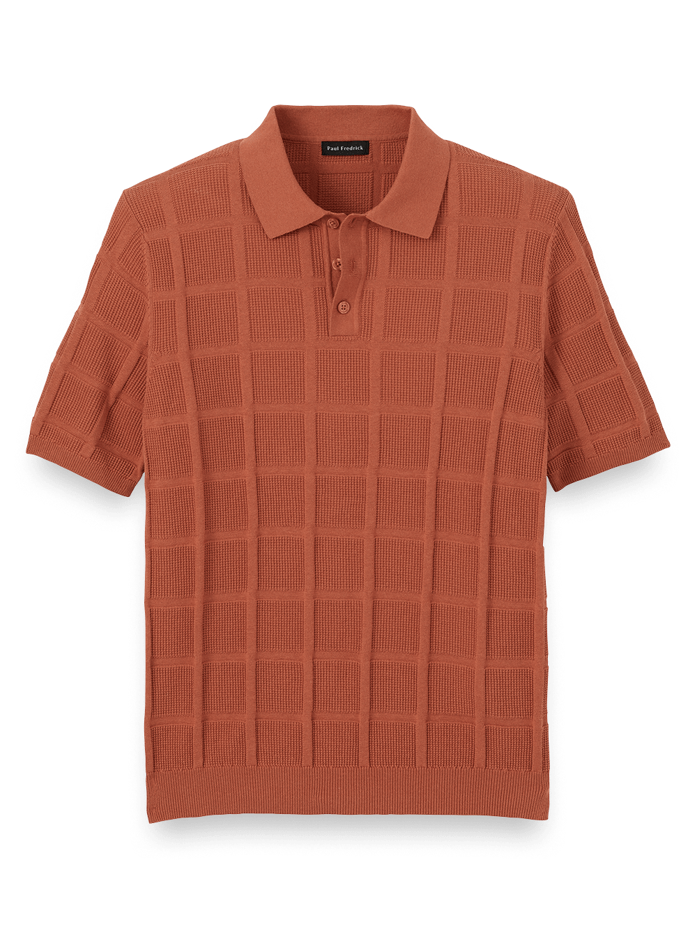 Product Image of Cotton Three Button Polo-Rust
