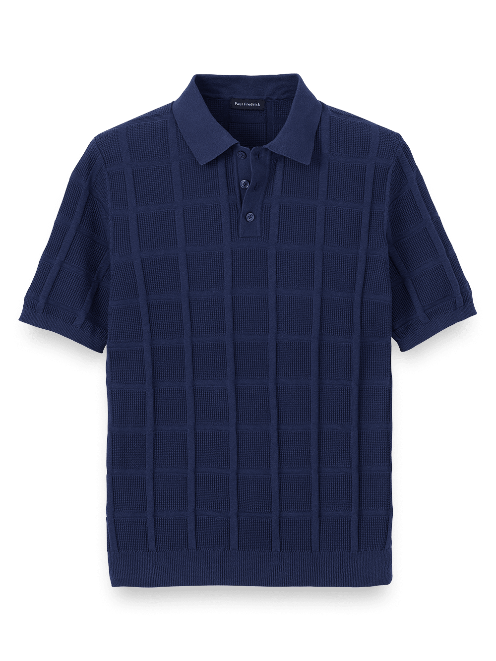 Product Image of Cotton Three Button Polo-Navy