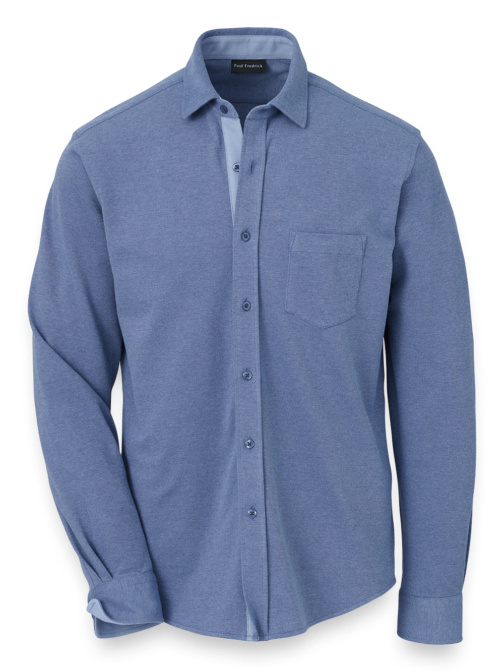 Product Image of Cotton Blend Button Front Polo-Blue