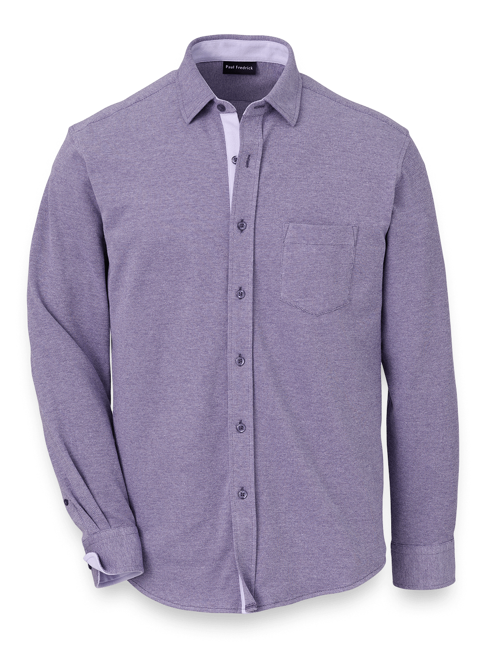 Product Image of Cotton Blend Button Front Polo-Purple