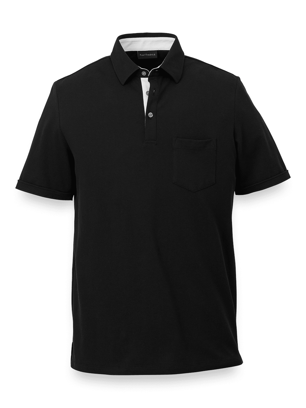 Product Image of Cotton Blend Three Button Polo-Black