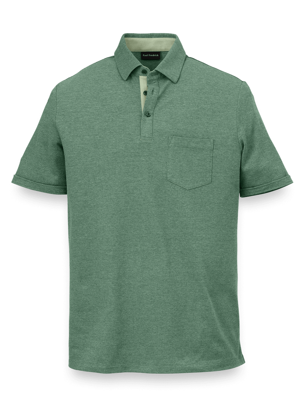 Product Image of Cotton Blend Three Button Polo-Green