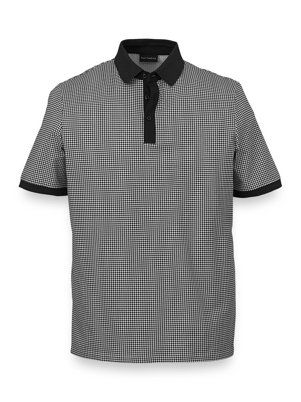 Product Image of Cotton Blend Three Button Polo-Black/White