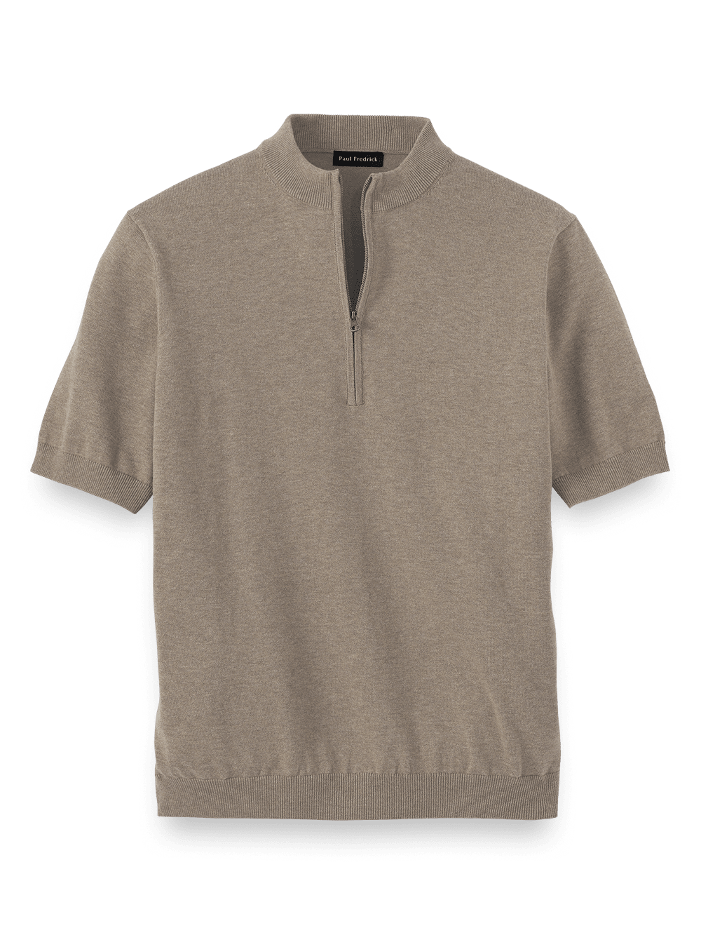 Product Image of Supima Cotton Zip Mock Neck Sweater-Light Brown