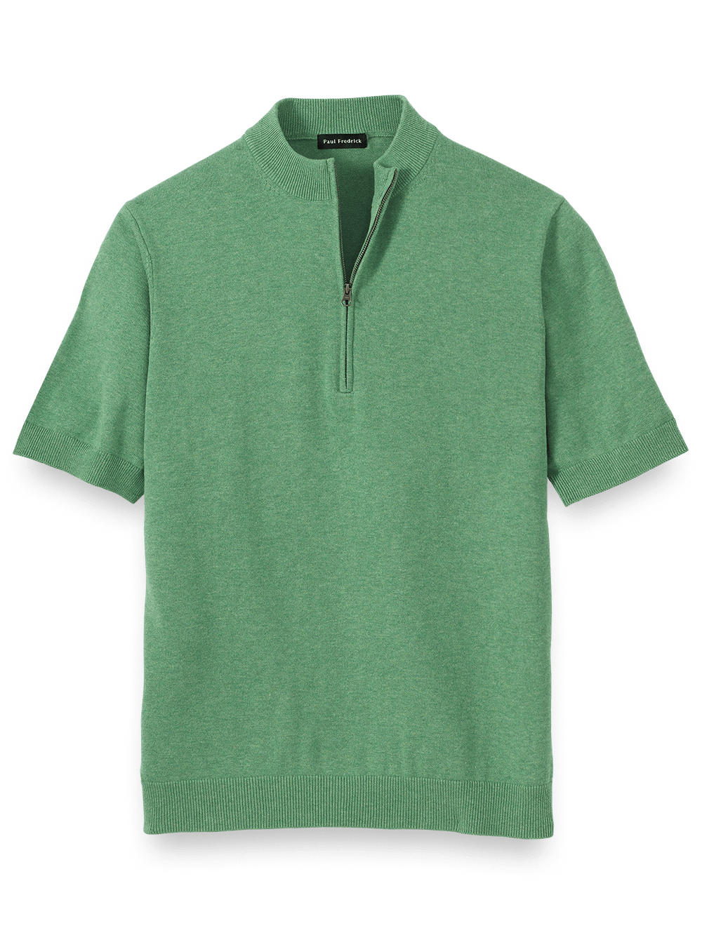 Product Image of Supima Cotton Zip Mock Neck Sweater-Green