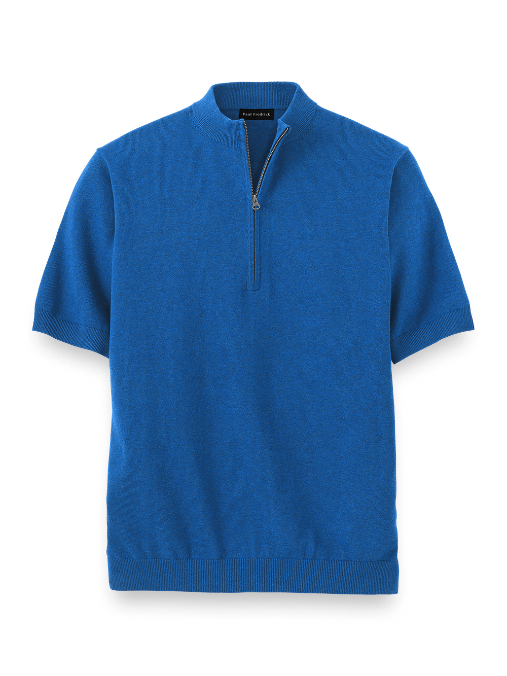 Product Image of Supima Cotton Zip Mock Neck Sweater-Navy