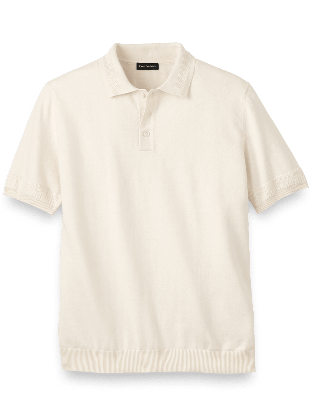 Product Image of Cotton Three Button Polo-Ivory