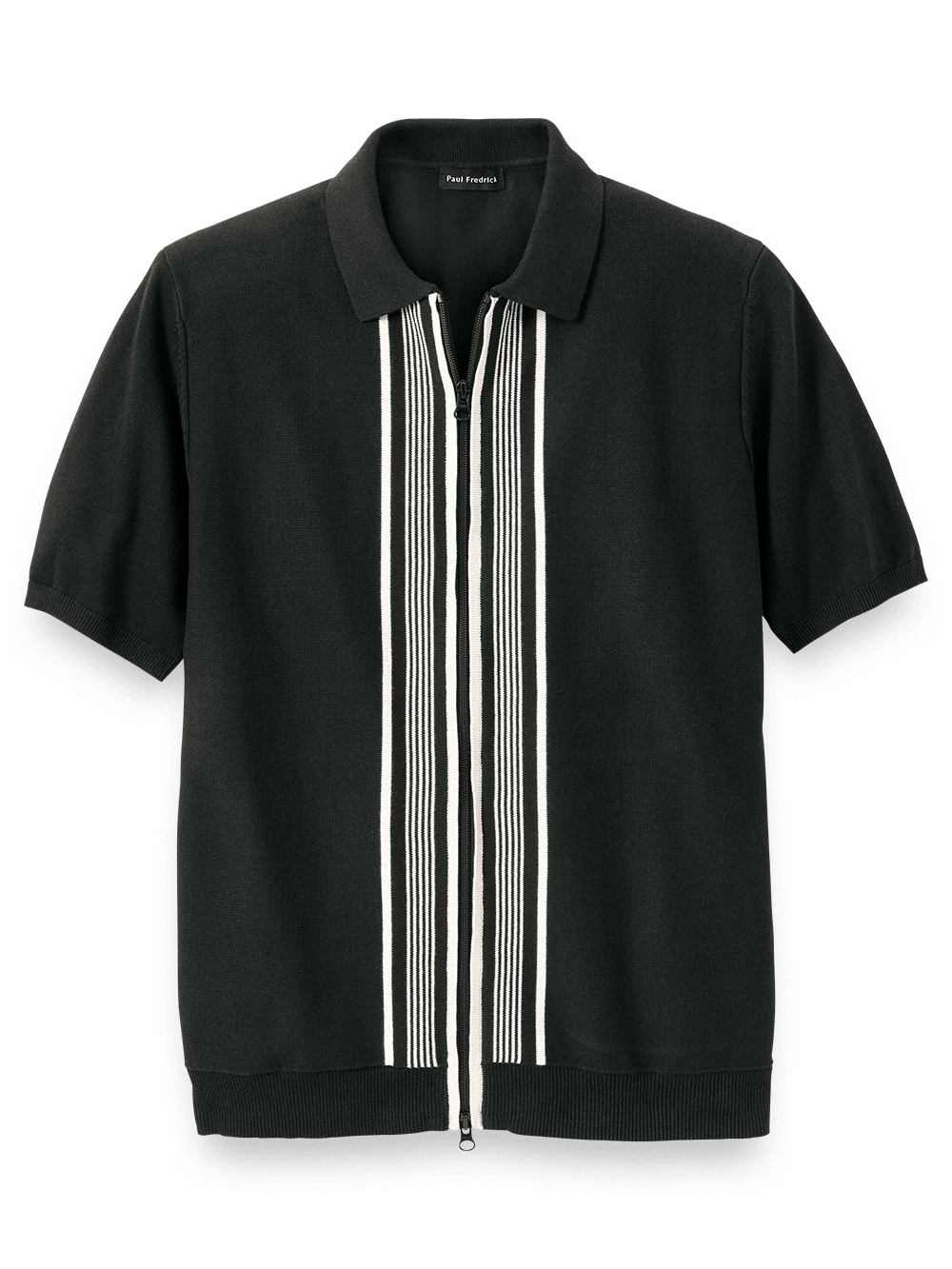 Product Image of Cotton Full Zip Polo-Black