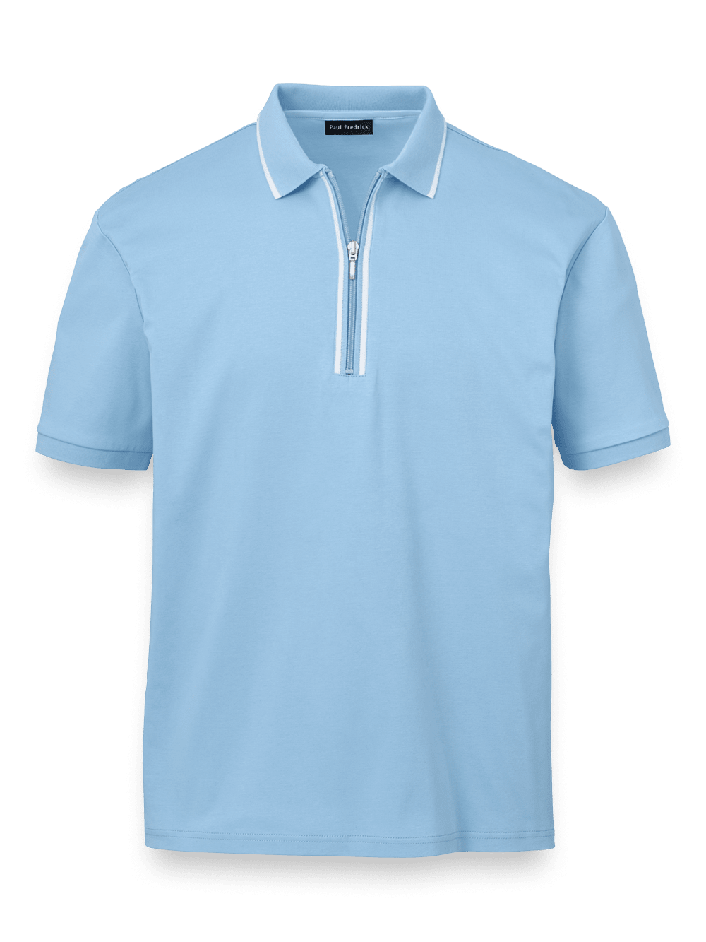 Product Image of Mercerized Cotton Quarter Zip Polo-Ice Blue