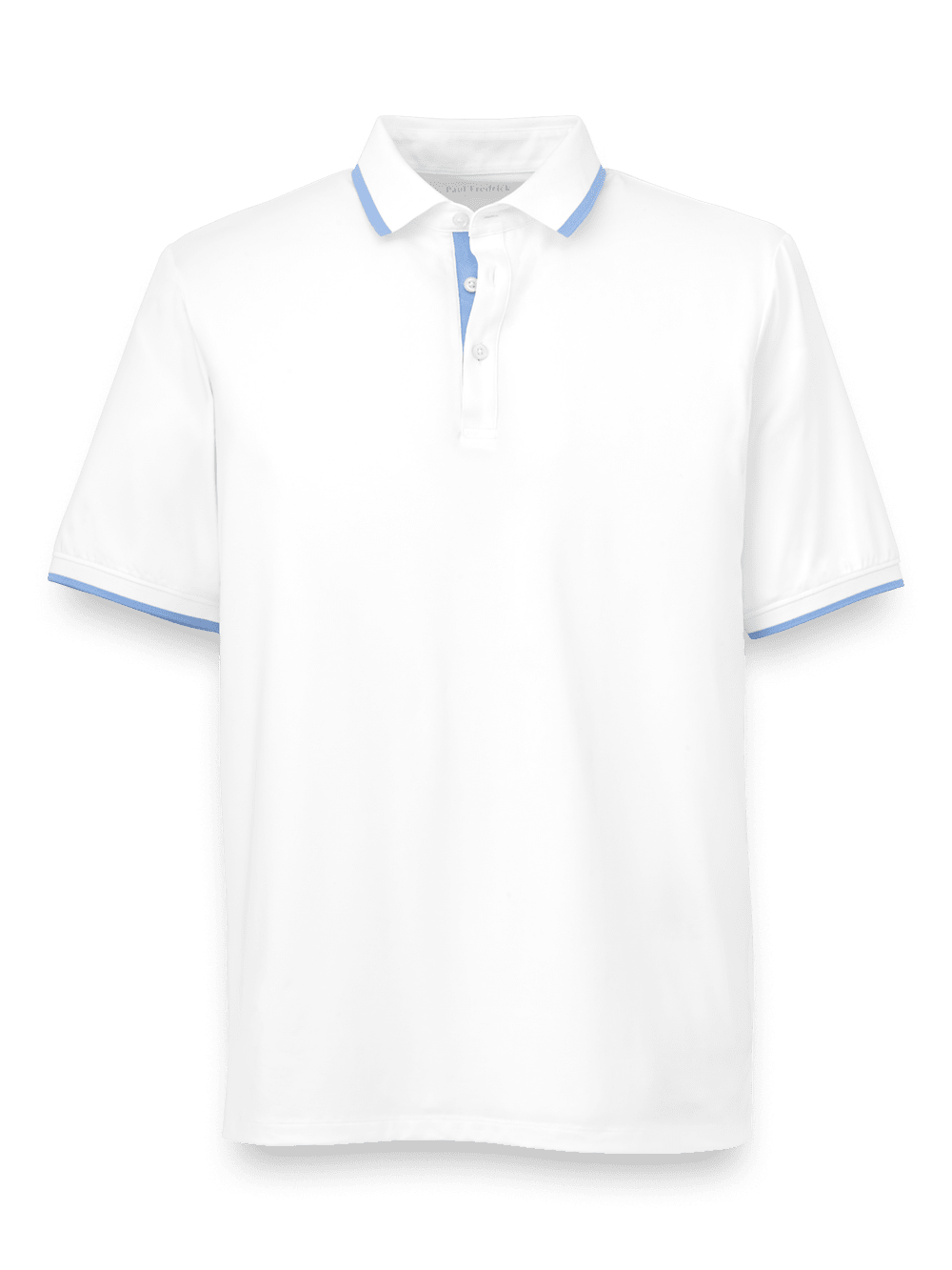 Product Image of Performance Blend Three Button Polo-White/Blue
