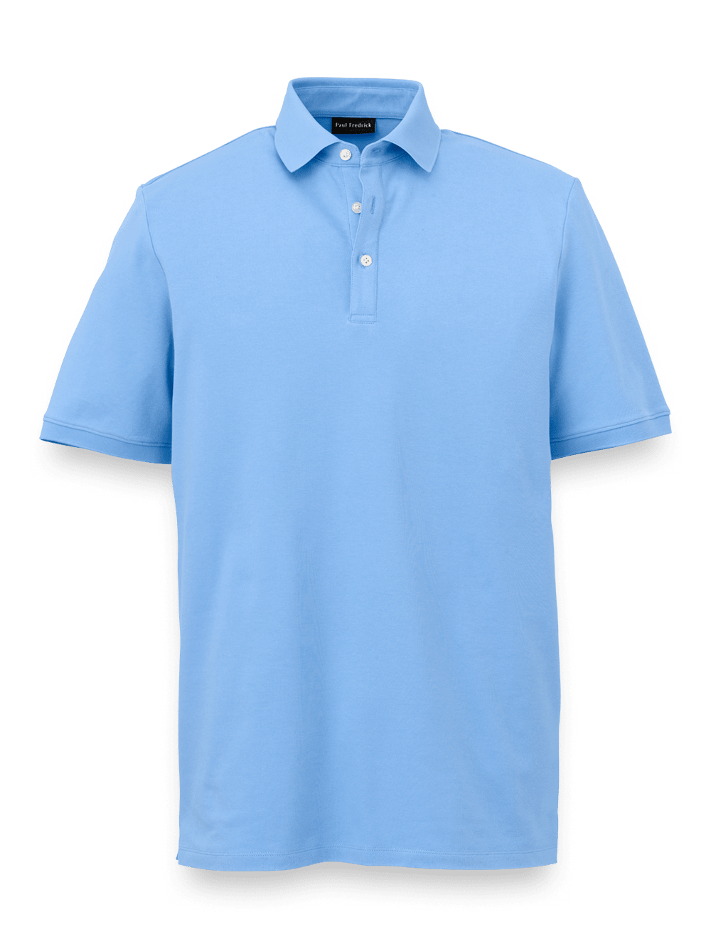 Product Image of Cotton Blend Three Button Polo-Blue