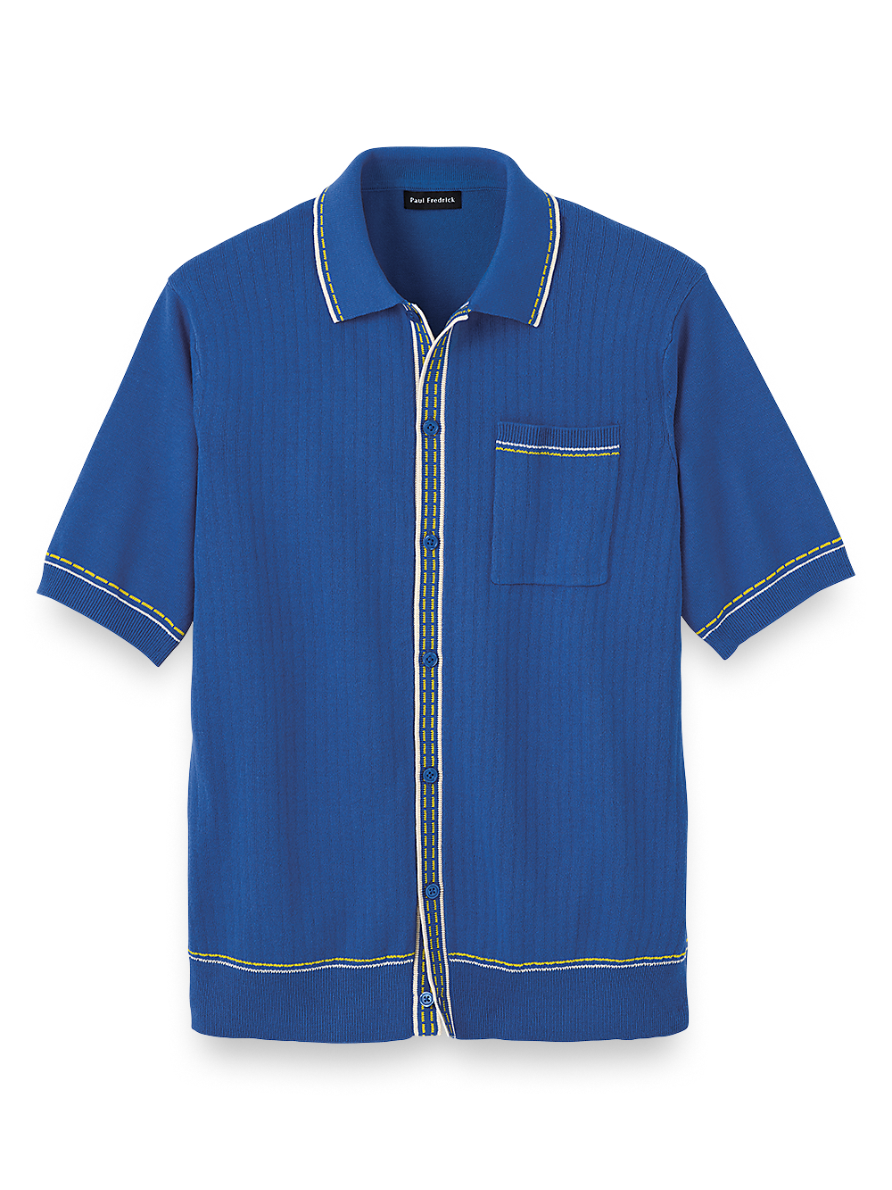 Product Image of Cotton Button Front Polo-Cobalt