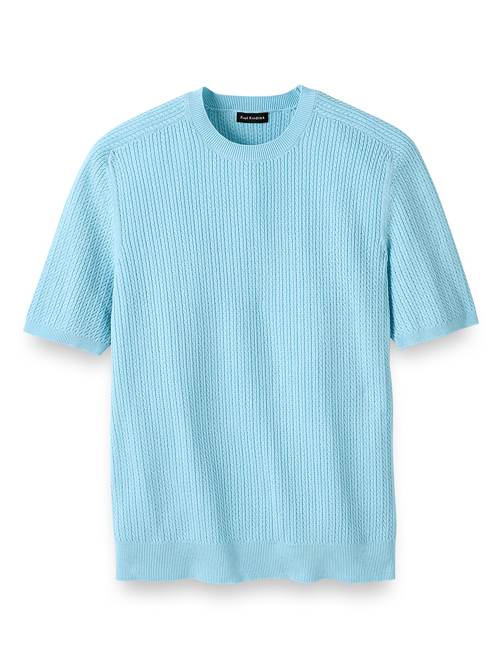 Product Image of Cotton Cable Crew Neck Sweater-Sky Blue