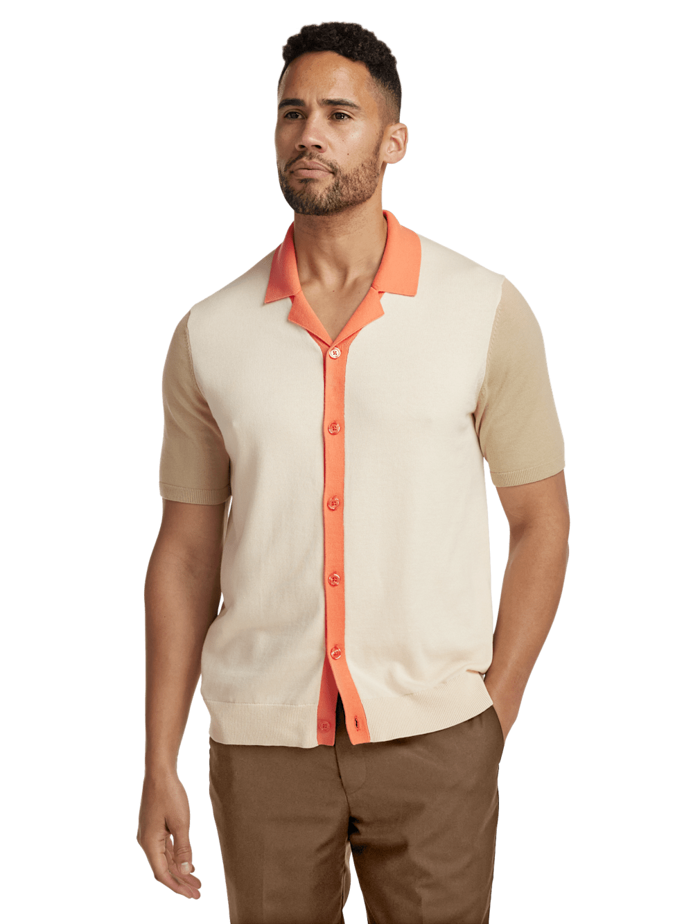Alternate Image of Cotton Button Front Camp Collar Sweater-1