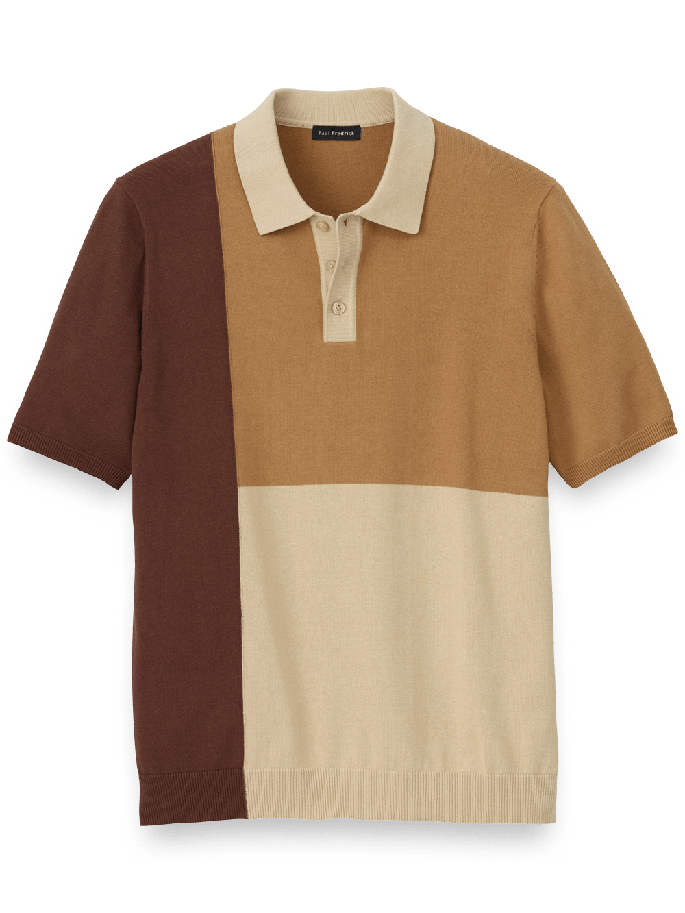 Product Image of Cotton Three Button Polo-Brown