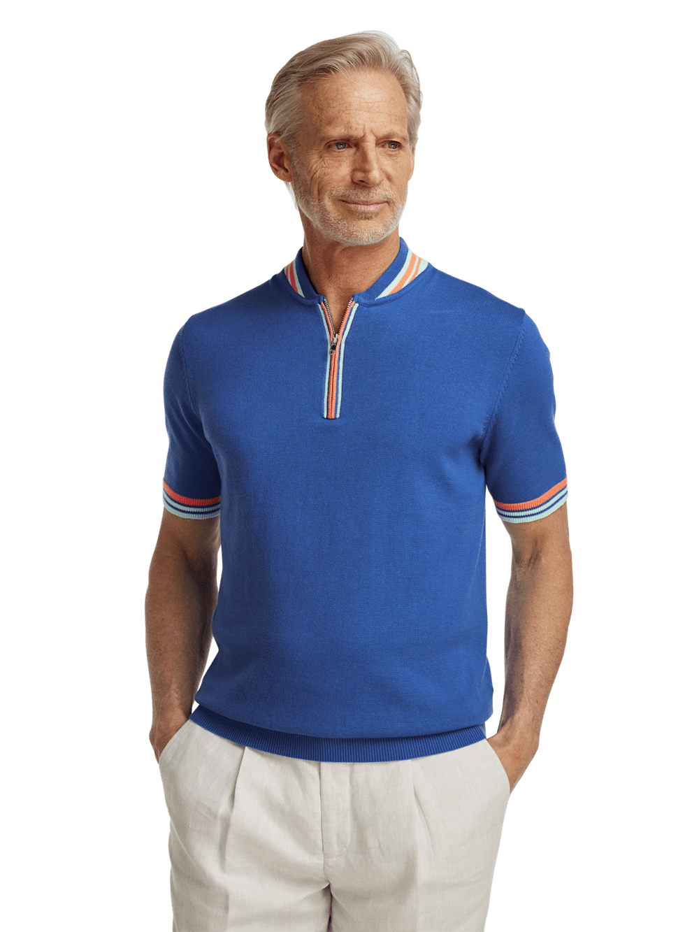 Alternate Image of Cotton Quarter Zip Crew Neck Sweater-1