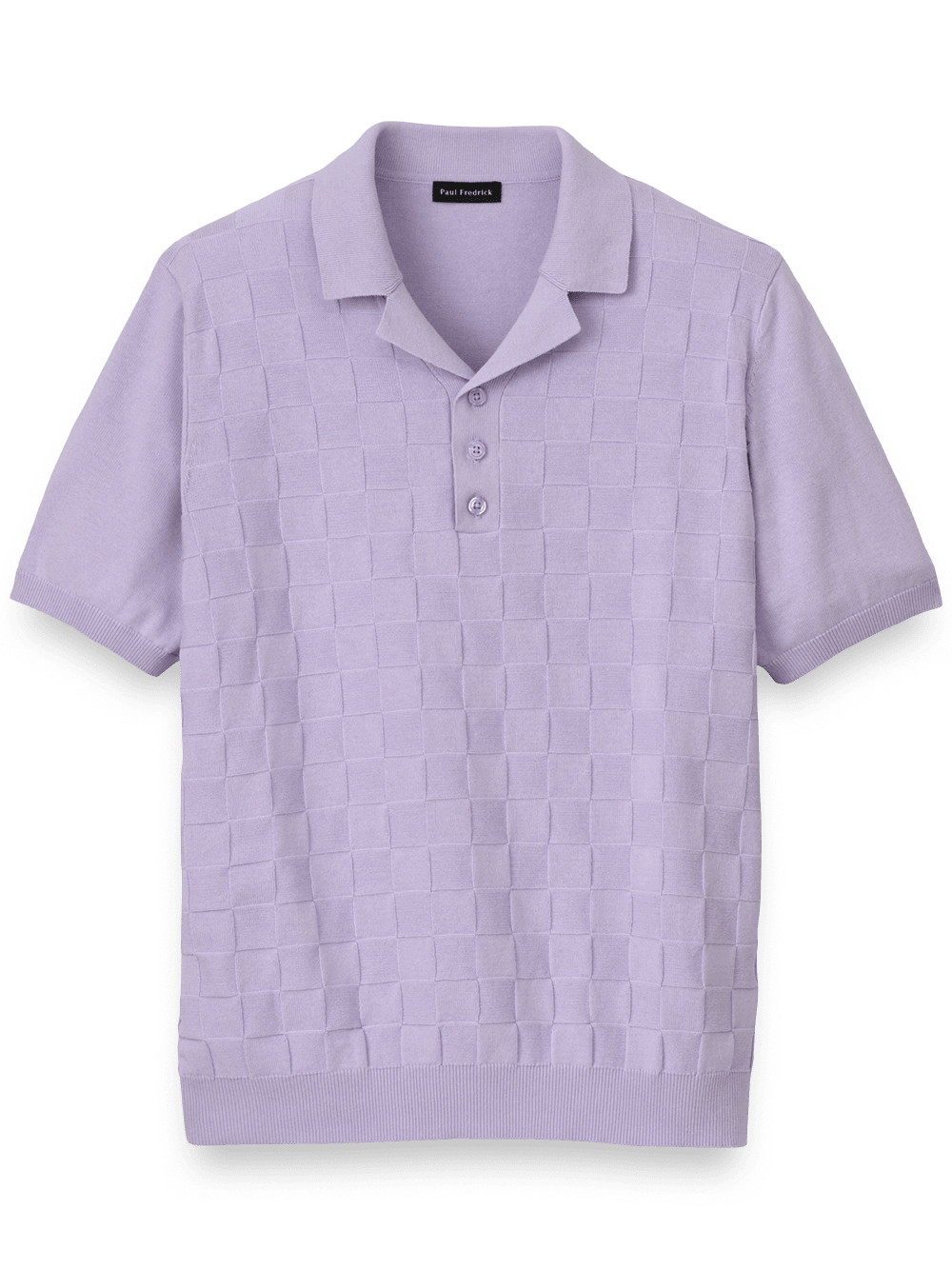 Product Image of Cotton Three Button Camp Collar Sweater-Lavender
